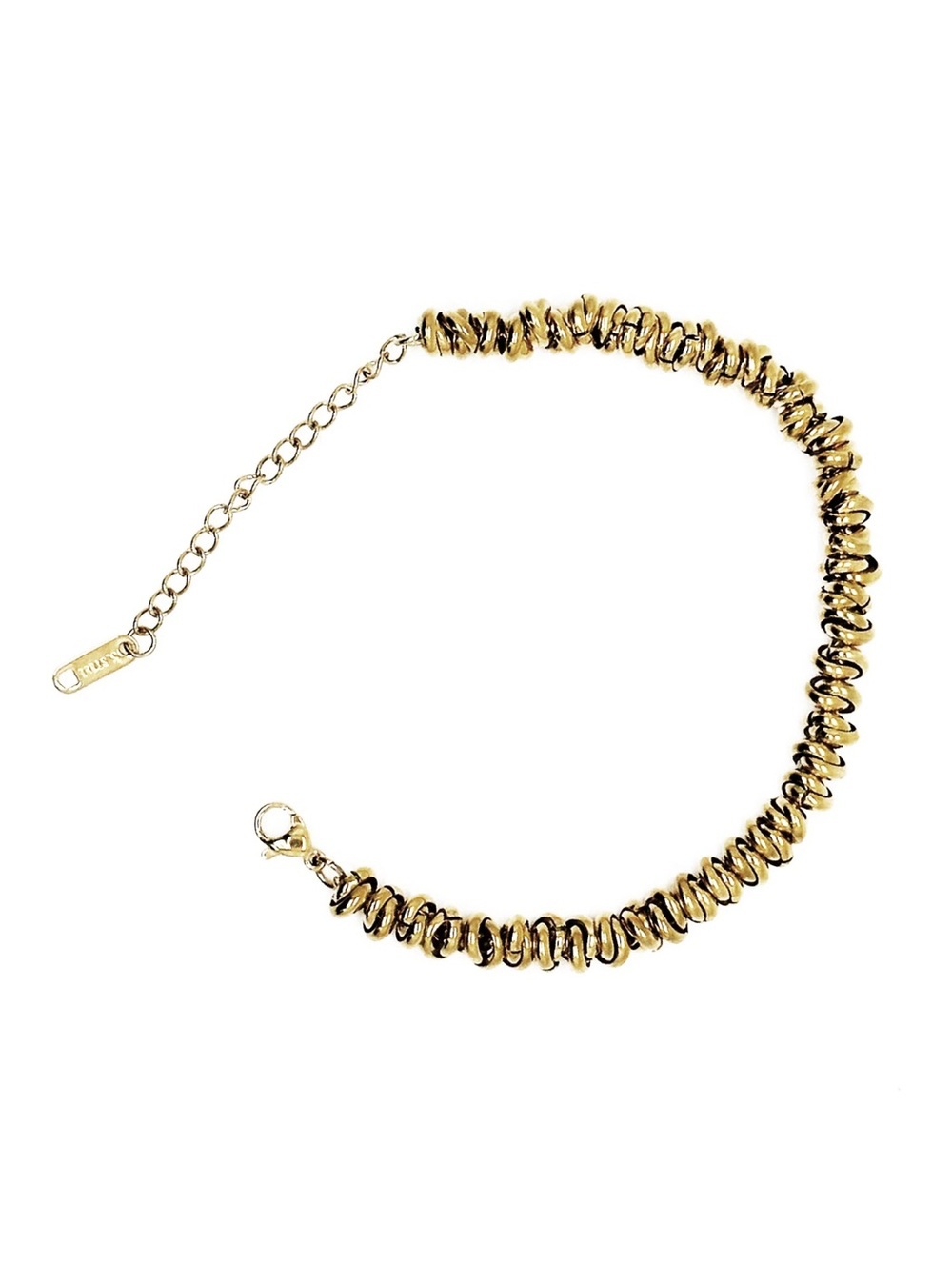 Gold Plated Ribbed Rings Chain Bracelet - Picture 5 of 10